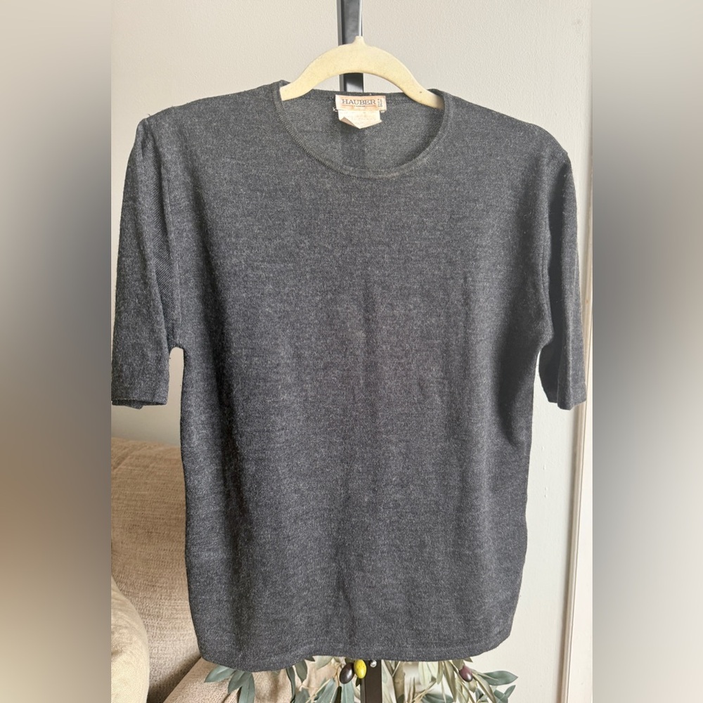 Gray‎ Women's Short Sleeve Sweater True Vintage Preppy